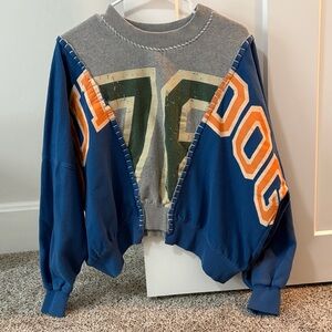 BDG Blue and Gray Sweatshirt with Orange Accents
